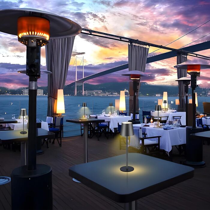 Бездротова LED-лампа настільна з регулюванням яскравості та 3 колірними температурами, сенсорне керування, зарядка через USB-C, для дому, кемпінгу, набір (чорний)