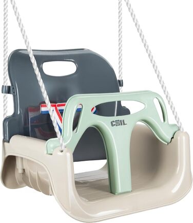 Дитяча гойдалка COIL 3-в-1 для дому та вулиці з регулюванням спинки, оливковий колір