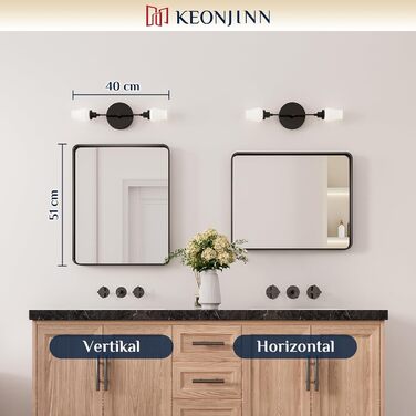 Дзеркало настінне Keonjinn Wand Spiegel чорного кольору 40x50 см з металевим каркасом, прямокутна форма. Підходить для ванної кімнати, вітальні, спальні, коридору.