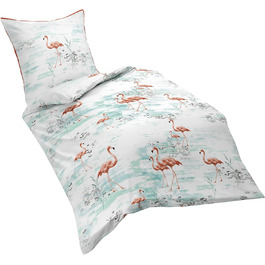 Постільна білизна Fleuresse Fine fabric, 135 x 200 см, blue-flamingo 135x200