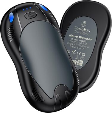 Електричний грілка для рук FANDLISS 10000mAh, 2 шт., з магнітним кріпленням, 3 режими нагріву, для кемпінгу та відпочинку на природі