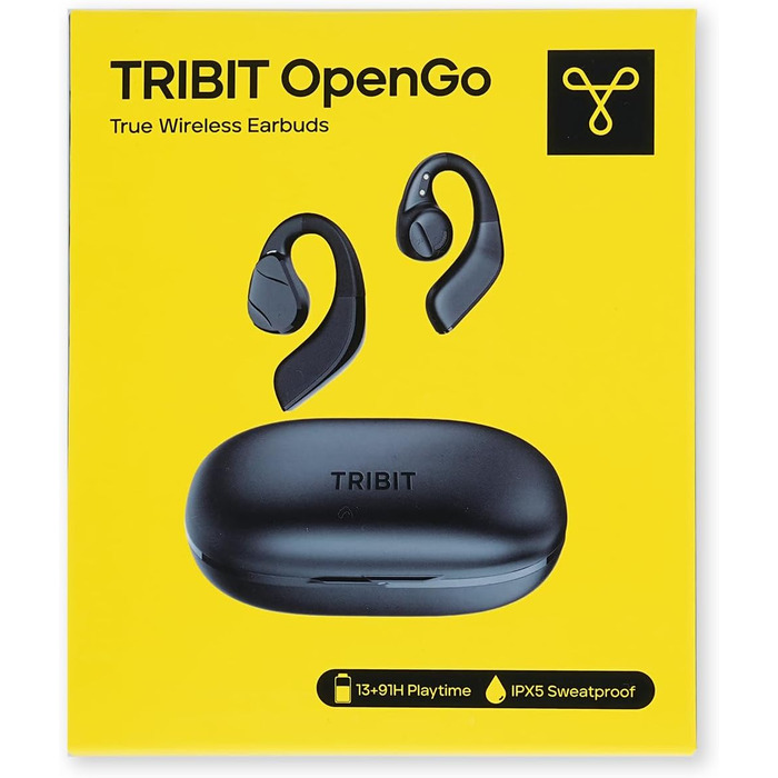 Спортивні навушники Tribit OpenGo з відкритим вухом Bluetooth 5.3, 104 години відтворення, IPX5, чорний