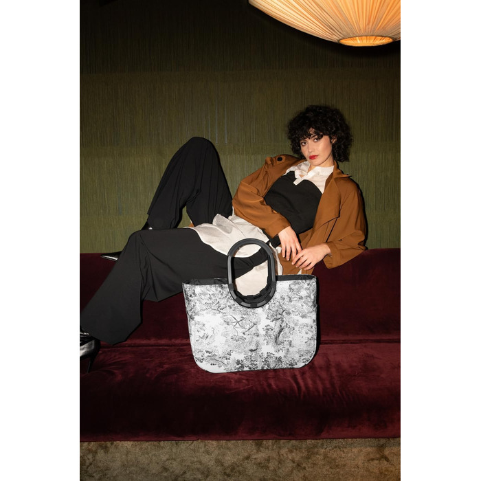 Сумка Reisenthel Loopshopper L – містка та стійка, з відділеннями з перероблених PET-пляшок, водонепроникна, сіра (Jacquard Grey)