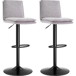 Барний стілець з льону, регульована висота, обертається, з підлокітником, для кухні та їдальні, сірий, 2 шт. Gary New