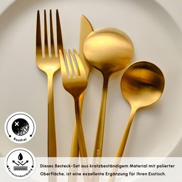 Набір сервірувального посуду Karaca Orion Matt Gold 60 предметів: ложки, виделки, сито, лопатка, цукорниця та інше