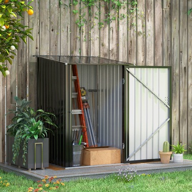 Outsunny Garden Shed Садовий сарай 1 x 1 м Металевий садовий сарай Садовий сарай 0,92 м² Оцинкована сталь Темно-сірий | Аосом