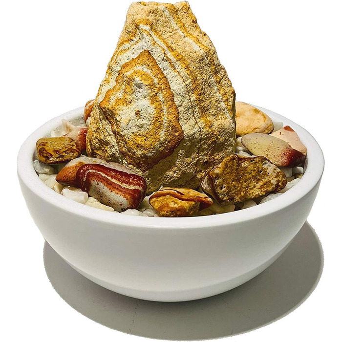 Фонтанчик для дому Zimmerbrunnen RS-01, справжній райдужний пісковик, маленький настільний фонтан (білий)