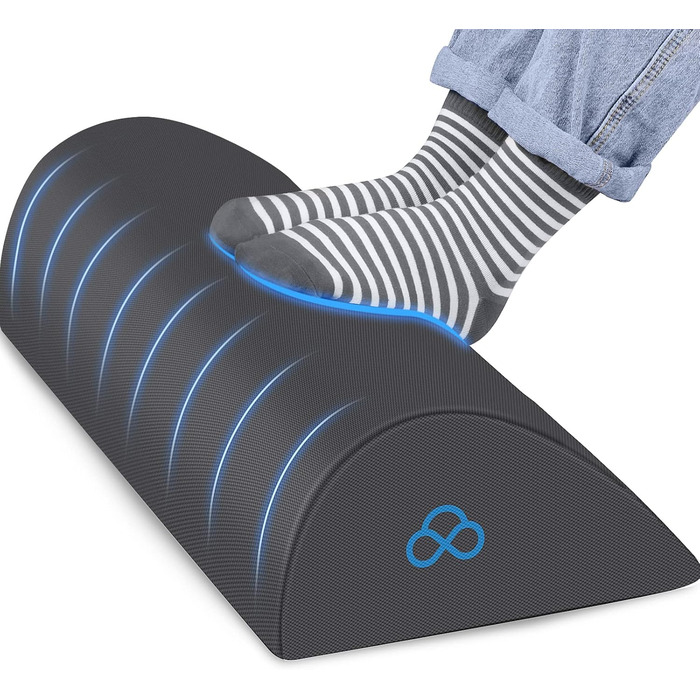 Підставка для ніг StepLively ергономічна під стіл, сіра, 51 см. Зменшує втому та біль, підходить для офісного крісла, авто та геймінгового крісла