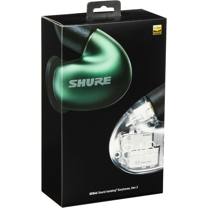 Навушники Shure SE846, висока роздільна здатність, чотири динаміки, настроюються, вкладиші, знімний кабель, Jade Gen 2