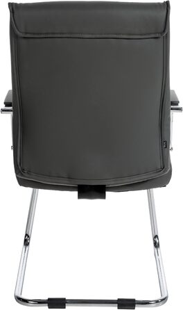 Стілець офісний Sievert з м'якою спинкою та оббивкою зі штучної шкіри, сірий | Конференційний стілець з підлокітниками