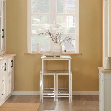 Набір обіднього столу SoBuy 3-в-1: стіл та 2 стільці для кухні, балкону, саду. Компактний, сучасний набір 100x60 см, білий/натуральний колір. OGT10-HG