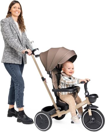 Триколісний велосипед Chicco 4-в-1 бежевий: від 6 місяців до 4 років, знімний капюшон, EVA колеса, телескопічна ручка