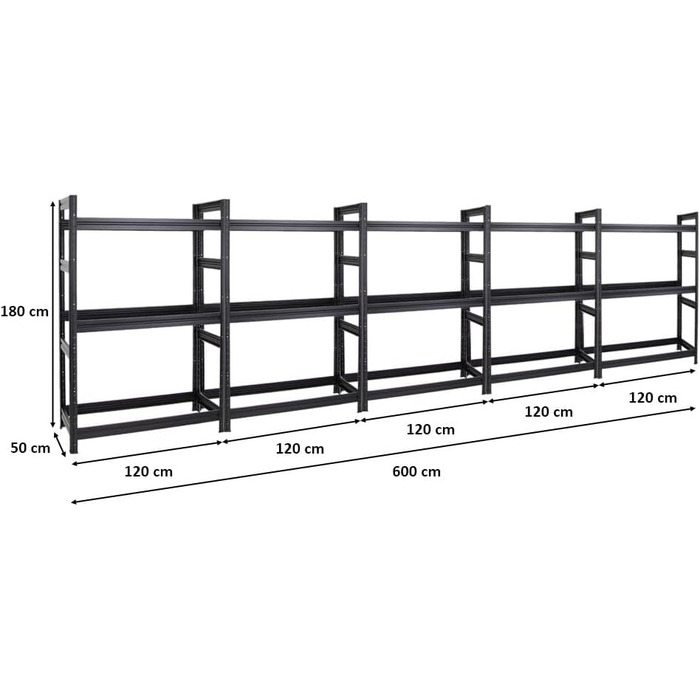 Стелаж для шин PROREGAL Mega Deal (5 шт.) | 180x120x50 см | 150 кг | до 24 шин | Чорний