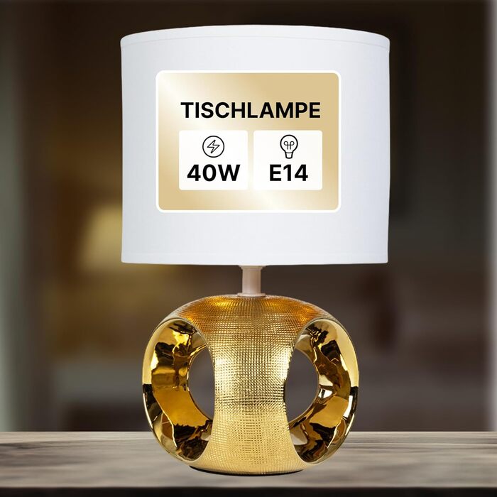 ARTE LAMP LED лампа настільна – класична декоративна хромована настільна лампа з білим тканинним абажуром для вітальні та спальні – з кабелем, хром, білий (золотий, білий)