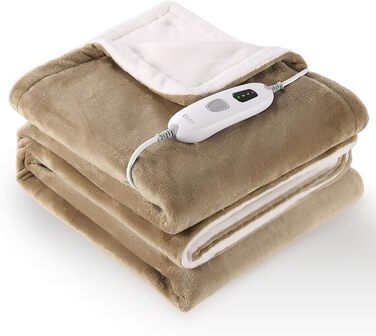 Електричний ковдрик-плед з 4 рівнями нагріву та автовимкнення через 6 годин, 130x180 см, м'який фланель, для зігрівання тіла, машинне прання