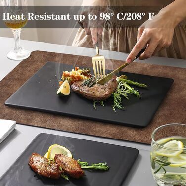 Набори серветок Pixieora для столу (4 шт.) з екошкіри, миючі, з підставками під тарілки, сірий та світло-коричневий кольори