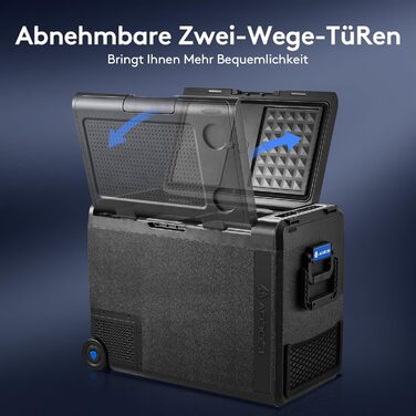 Автомобільний компресорний холодильник AAOBOSI 58L (-20°C/+20°C) з USB, 12/24V/230V для авто, вантажівок, човнів, кемпінгу та риболовлі, чорний