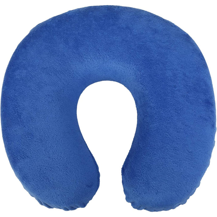 Подушка для шиї WELLGRO зі знімним чохлом - піна з ефектом пам'яті - подушка для подорожей на блискавці з ремінцем для перенесення - 28x28x9 см (ДхШхВ) - колір на вибір, колір синій