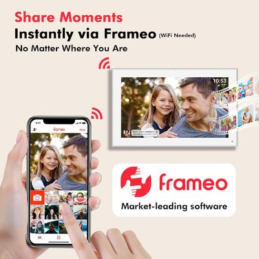 Цифровий фоторамка FRAMEO з Wi-Fi, 32 ГБ, 10,1 дюйма, IPS LCD, сенсорний екран, Smart Cloud, автоматичне обертання, підключення до Frameo App (15,6 дюйми, білий)