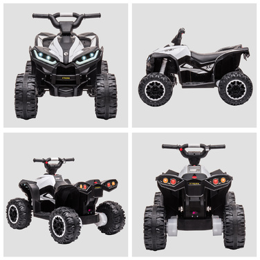 Електромобіль для дітей Kinder-Quad, 6 км/год, звукові та світлові ефекти, розміри: 83 см x 53 см x 55,5 см, чорний + білий