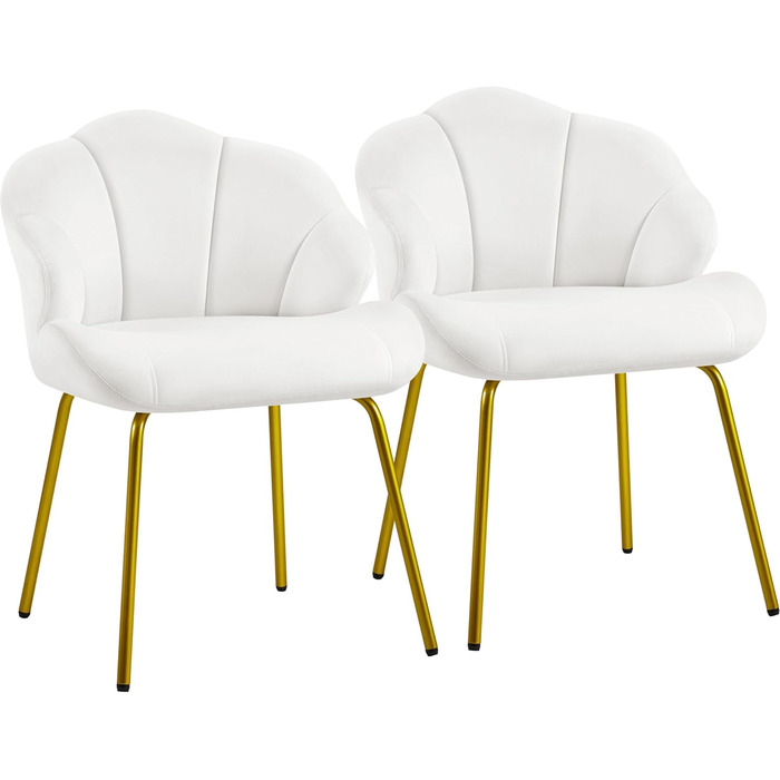 Крісла-черепашки Yaheetech, 2 шт., білі. Сучасні крісла з металевими ніжками, для вітальні, туалетного столика, спальні. Поліестер.