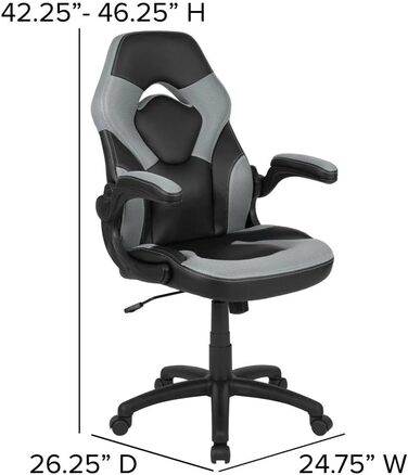 Ігрове крісло Flash Furniture ергономічне регульоване 66,7x62,9x117,5 см сіре