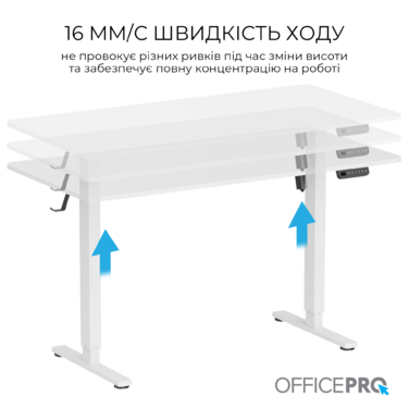 Комп’ютерний стіл з електрорегулюванням висоти OfficePro ODE1470W