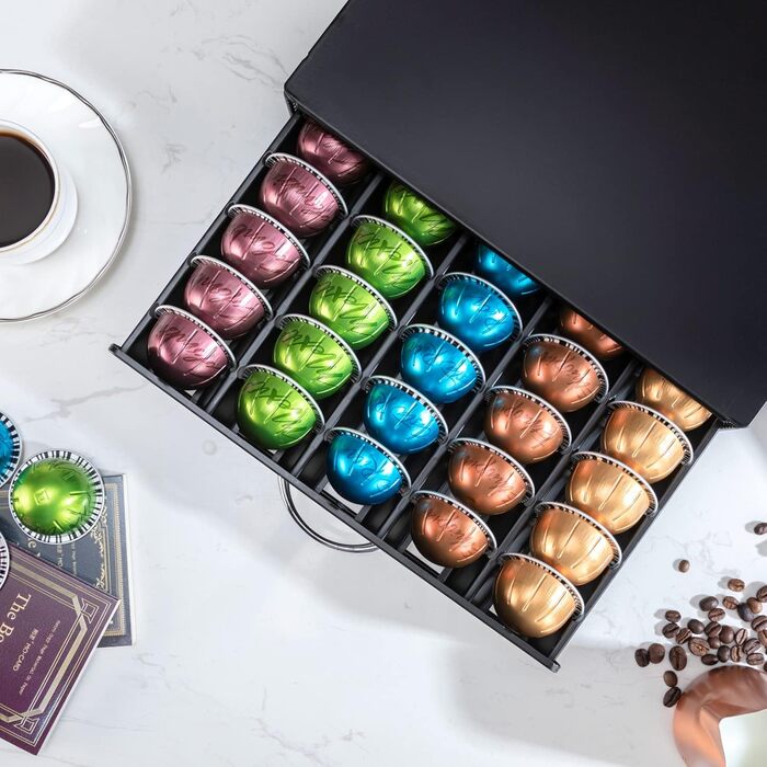 Організатор для капсул Nespresso Vertuo: металевий стійка на 50 капсул, чорний колір