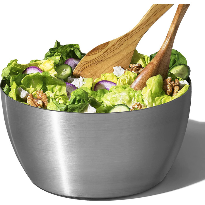 Салатниця-швидкообертач OXO SteeL з нержавіючої сталі з кришкою – для миття та сушіння салату. Нержавіюча сталь, велика