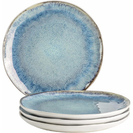 Набір заморожених десертних тарілок 4, глазур, органічні форми, вінтажний вигляд, кераміка, синій (60 символів)