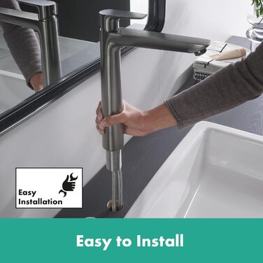 Змішувач для ванної кімнати Hansgrohe Talis E з висотою виливу 110 мм, економічний (EcoSmart), чорний матовий хром