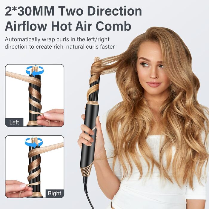 Фен GAOEEIN Air Styler 6 в 1 Magic Twist, 110 000 об/хв, швидке сушіння, для всіх типів волосся