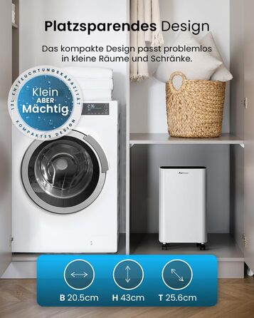 Електричний осушувач повітря Pro Breeze 20 л/24г з режимом прання, датчиком вологості та таймером. Захист від плісняви, для приміщень до 35 м²