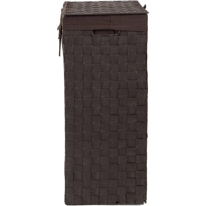 Корзина для білизни RAN6892 Stan з кришкою, ручками, плетіння з металевим каркасом, знімний вкладиш з льону, 30 x 30 x 50 см, колір шоколадний