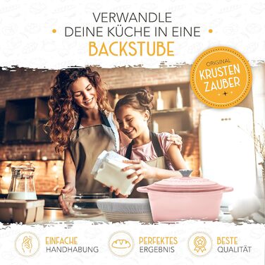 Чавунний горщик для випікання хліба з емальованим покриттям KRUSTENZAUBER (26 см) з кошиком для підйому тіста - аксесуари для випічки