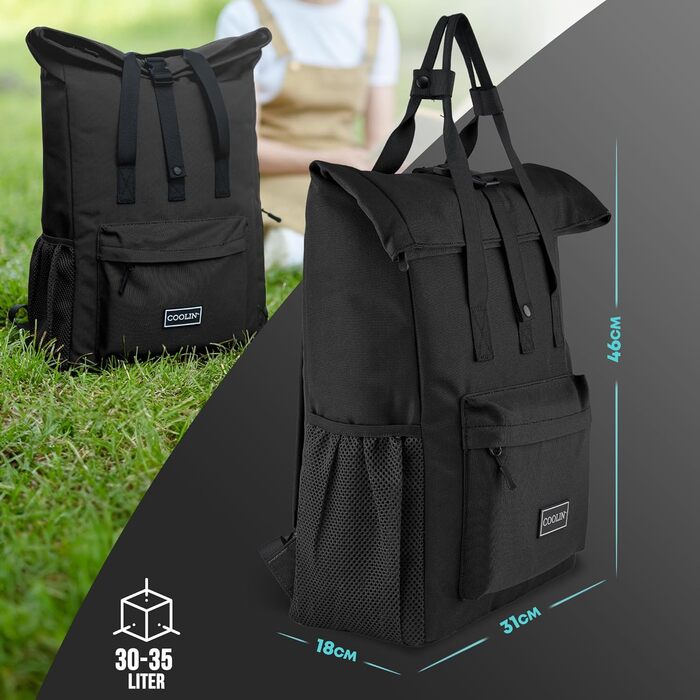 Терморюкзак Coolin' Kühlrucksack 30L: 30 літрів, відділення для охолодження, пляшки, пікнік, пляж, подорожі. Білий (Чорний)