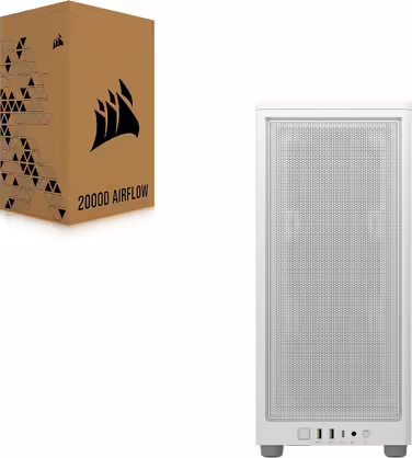 Корпус для ПК Corsair 2000D Airflow Mini ITX, білий, три слоти для GPU, сітчаста сталь, оптимізований для охолодження, сучасні порти на фронті