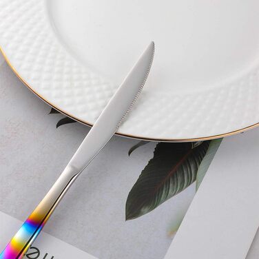 Ніжний набір столових приборів з нержавіючої сталі, 16 предметів, кольоровий ручка, для 4 осіб, екологічний посуд для вечірок, пікніків, кемпінгу та подорожей, придатний для миття в посудомийній машині