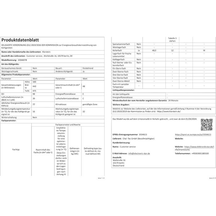 Klarstein Mini Холодильник з скляними дверцятами, 48L, для кімнати та офісу, з висувною полицею, тихий, 0-10°C, 48 літрів, Клас енергоефективності E, кремовий