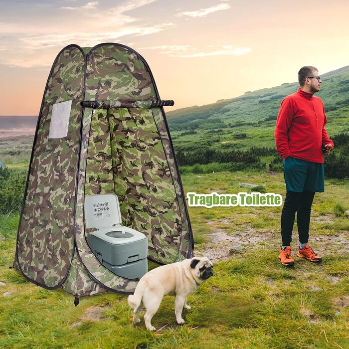 Намет для душу GYMAX, 120x120x190 см, для кемпінгу, відпочинку на природі, з сумкою, зелений (Flecktarn)