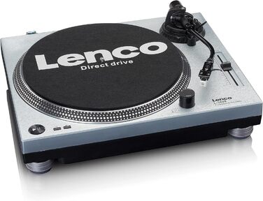 Програвач вінілу Lenco L-3809 з прямим приводом, DJ-платівковий, 33/45 об/хв, регулювання тону, магнітний звукознімач, підсвічування голки, білий (Blau Metallic)