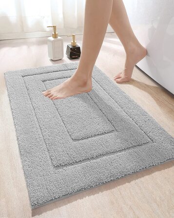 Килимок для ванної DEXI нековзний м'який килимок для ванної Водопоглинаючий килимок для ванної можна прати в пральній машині Килимки для ванної кімнати для душу, ванни і туалету- (60 х 90 см, світло-сірий)
