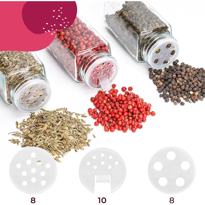 Набір баночок для спецій з дозатором [24 x 120 мл] з 303 етикетками | Контейнери для спецій з бамбуковими кришками. Набір баночок для спецій на 24 шт, органайзер для зберігання спецій, баночки для спецій з бамбуком - 24 шт - чорні етикетки