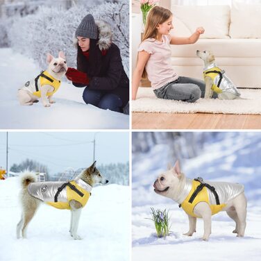 Зимове пальто для собак Olueidy, одяг для домашніх тварин водонепроникна куртка для цуценят теплий одяг для домашніх тварин для собак вітрозахисний одяг для собак світловідбиваючий костюм для кішок для маленьких середніх собак рожевого (2XL, білого і жовт