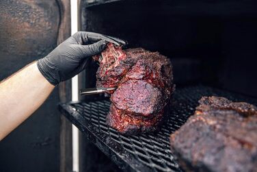 Бездротовий термометр для м'яса TFA Dostmann SMART BBQ з дальністю 70 м, для гриля/духовки/фритюрниці, миється в посудомийній машині, чорно-сірий