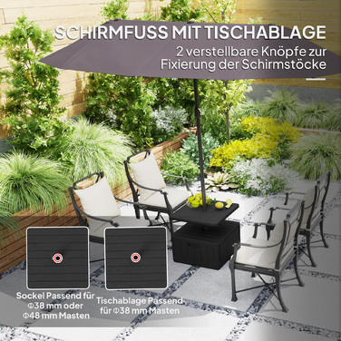Основа для парасольки для тераси та саду з підставкою, пластик, чорний колір