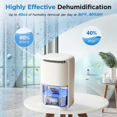 Електричний осушувач повітря 1000 мл для дому, авто, ванної кімнати (білий)