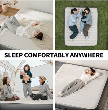 Надувний матрац Naturehike 2 особи з електричним насосом, 200x150x25 см. Самостійно надувний, преміум-якість, для кемпінгу та дому. Колір: коричневий та сірий (з подушками)