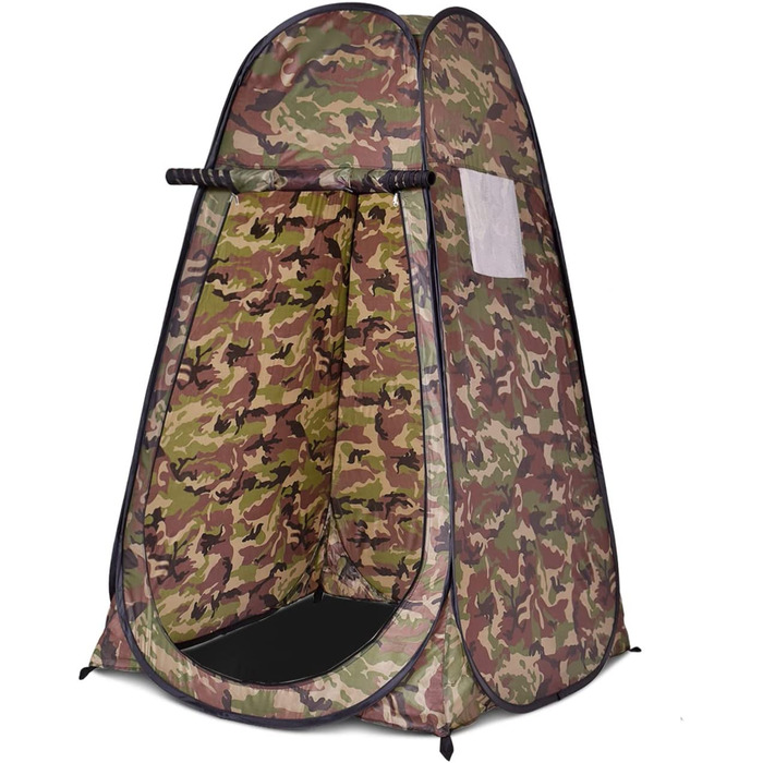 Намет для душу GYMAX, 120x120x190 см, для кемпінгу, відпочинку на природі, з сумкою, зелений (Flecktarn)