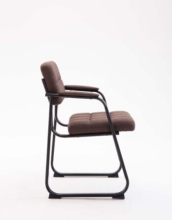 Крісло для відвідувачів Canada B з м'яким сидінням та тканинним покриттям. Зручне крісло для зони очікування з підлокітниками та металевим каркасом, колір: коричневий